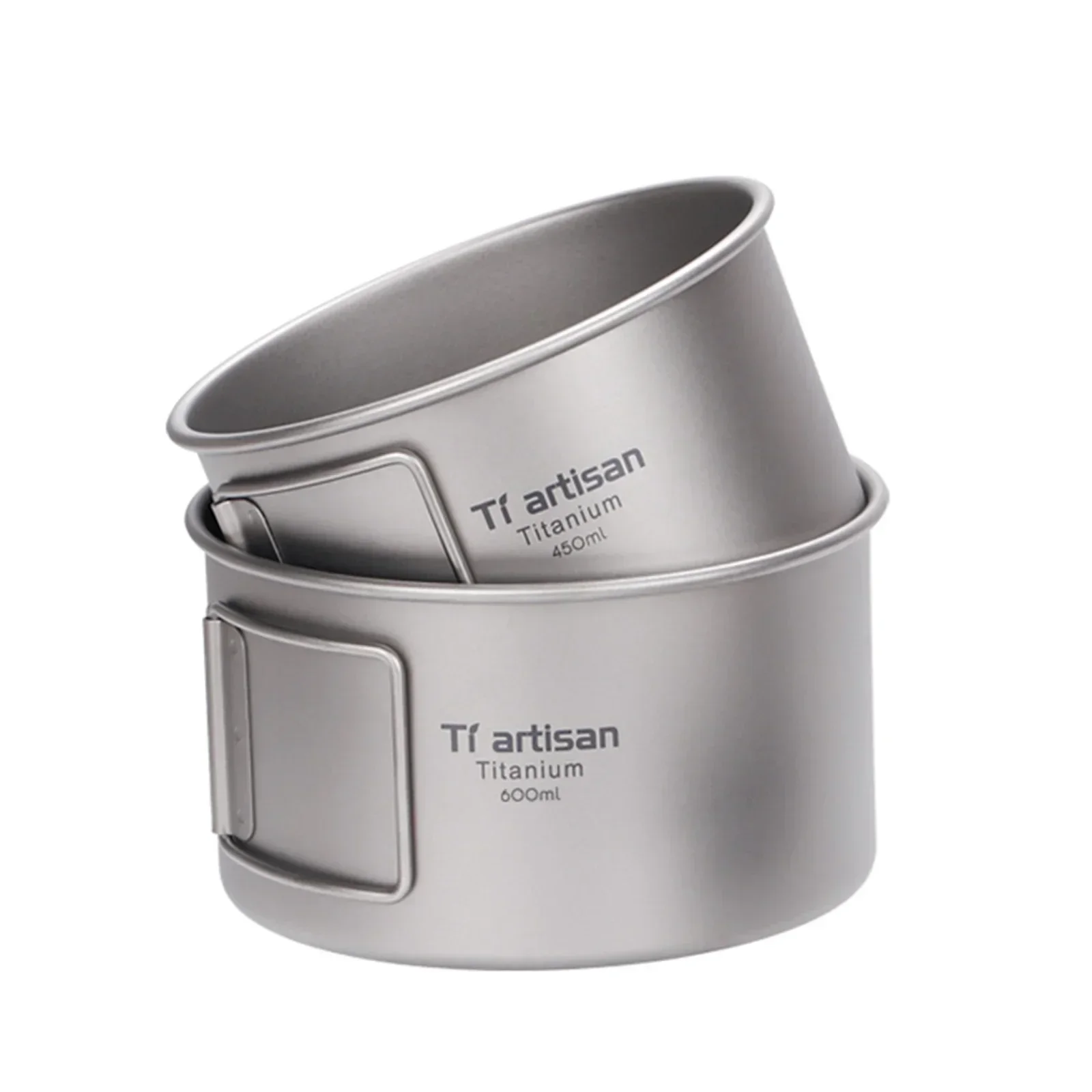 Camping Cooking Container - Titanyum Kase Katlanır Saplı Kamp Kase