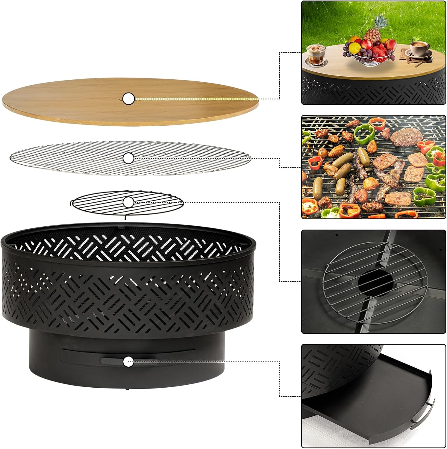 32 İnç Yuvarlak Metal Odun Yak - Camping Cooking Table incelemesi ve fiyatı